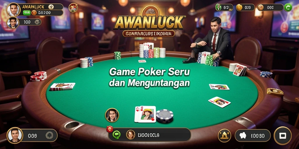 Screenshot menampilkan keseruan bermain Poker di AWANLUCK.