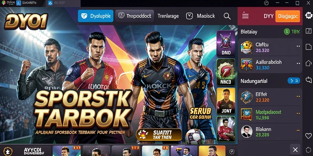 Screenshot utama DYO1 menampilkan taruhan olahraga yang menarik.