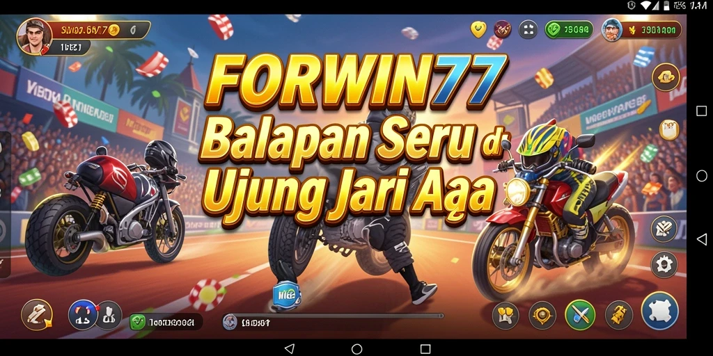 Tampilan gameplay FORWIN77 yang menegangkan di trek balap.