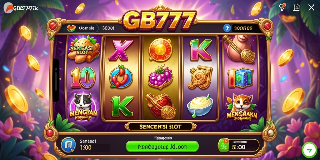 Screenshot utama GB777 menampilkan serunya gameplay Slot yang penuh warna.