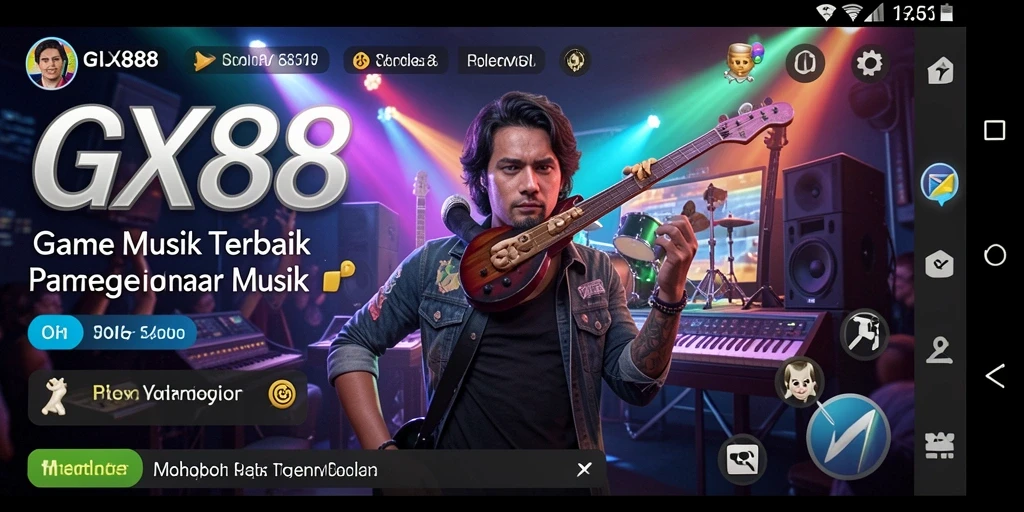 Screenshot GX88 menunjukkan gameplay musik yang mengasyikkan dan interaktif.