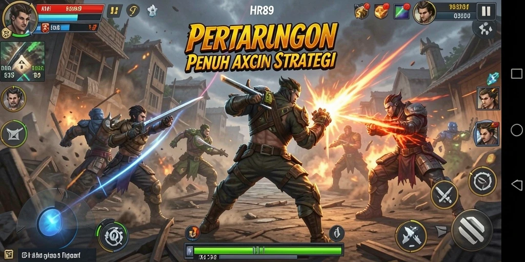 Tangkapan layar gameplay HR89 menampilkan momen pertarungan yang intens.