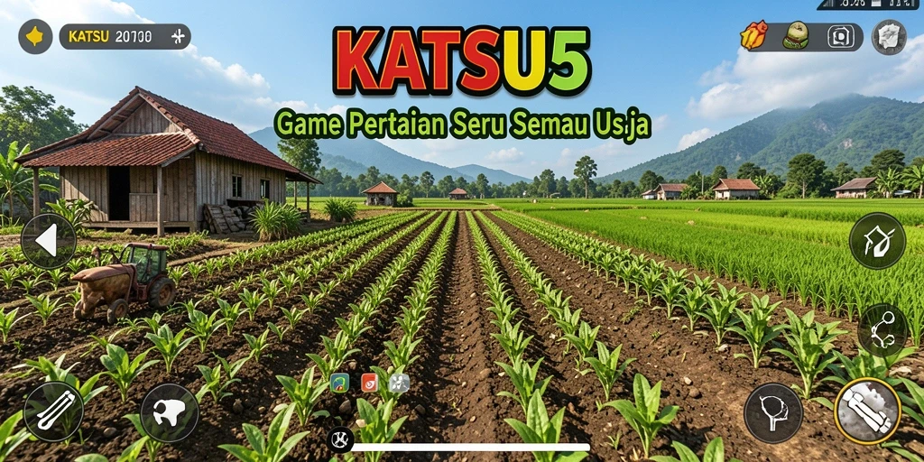 Tampilan gameplay KATSU5 yang menunjukkan aktivitas pertanian yang seru.