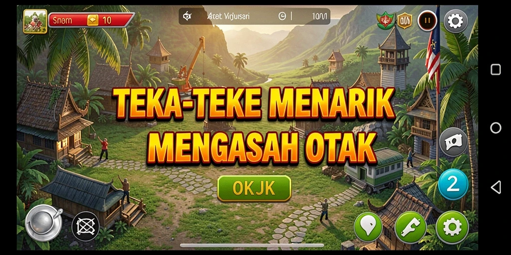 Gameplay OKJK menampilkan teka-teki menarik yang penuh warna.
