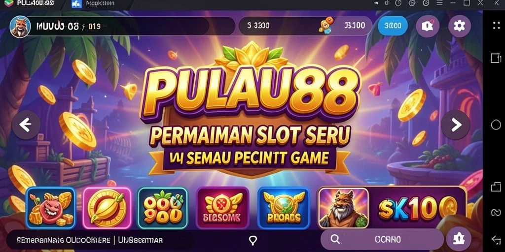 Tampilan gameplay Slot PULAU88 yang mendebarkan dan penuh warna.
