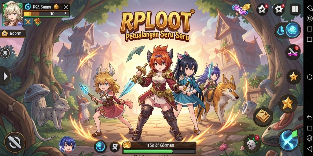 Tampilan screenshot utama RPLOOT menunjukkan aksi seru dalam permainan Anime.