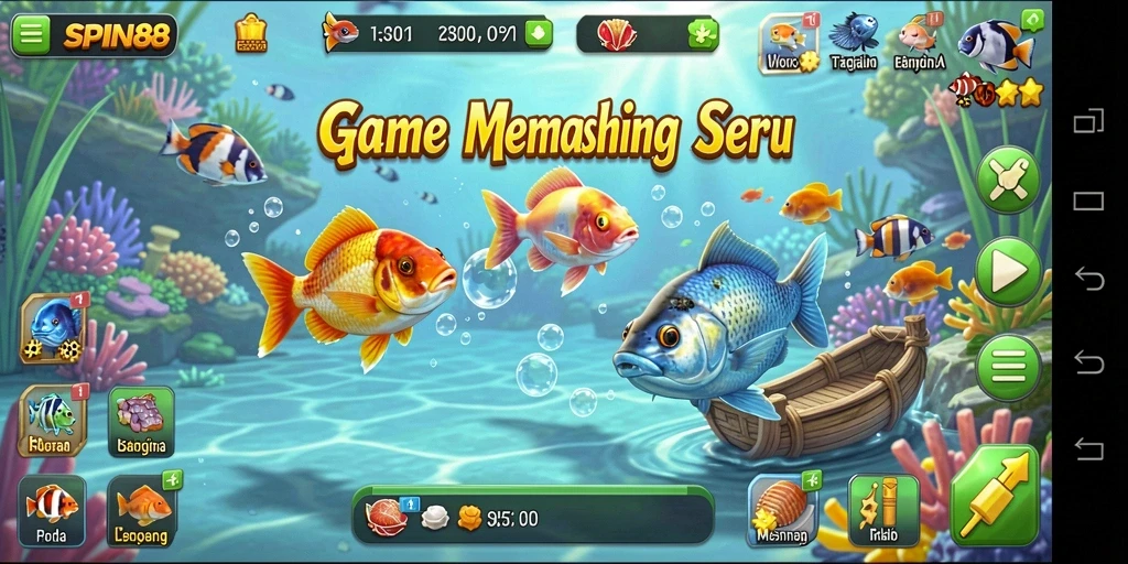 Screenshot permainan SPIN88 menunjukkan pengalaman memancing yang menarik dan seru.